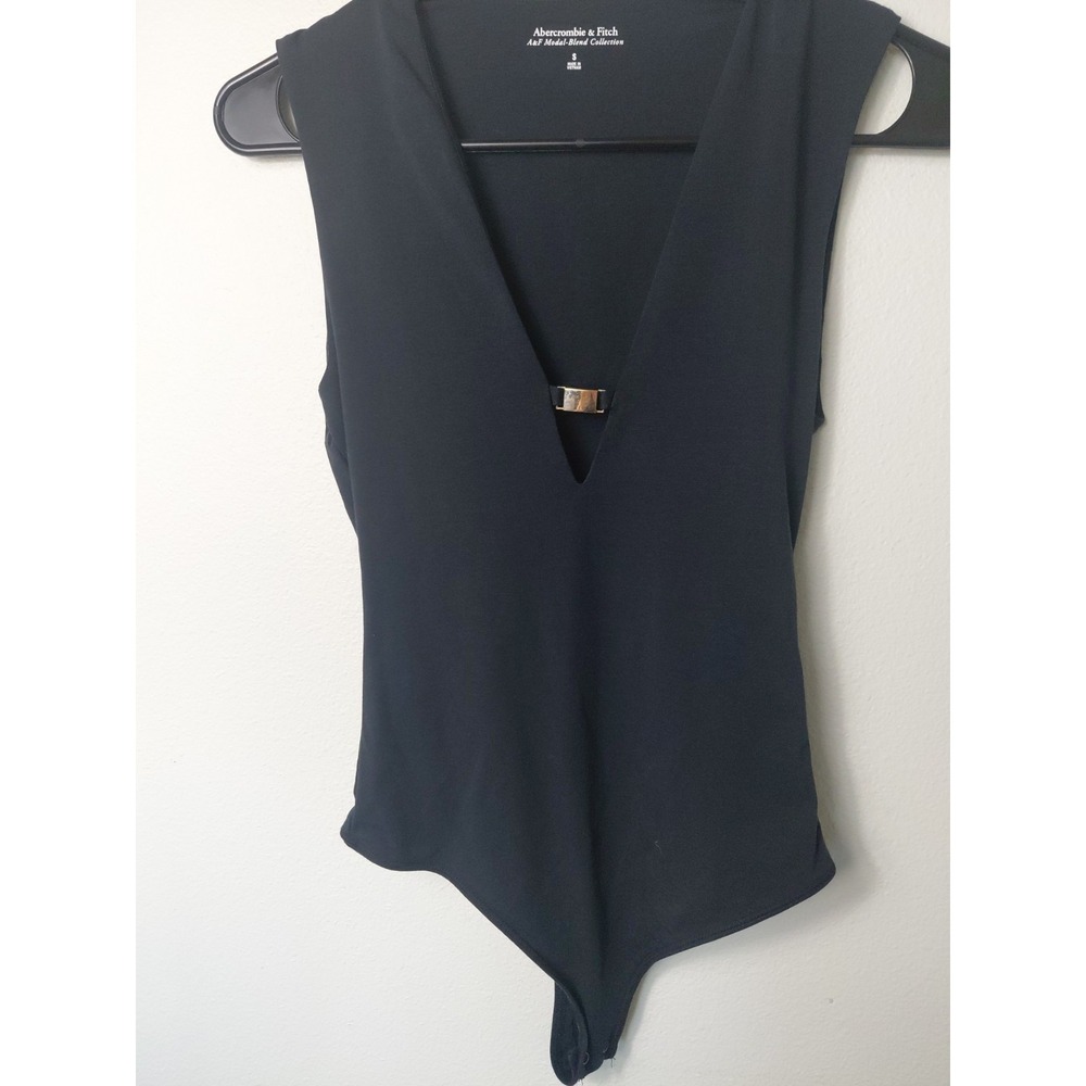 Abercrombie & Fitch Black One Piece Bodysuit with Metal Detail Size S